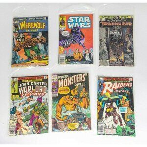 Vintage Marvel Comic Books - Bundle of 6 - Star Wars, Werewolf, Raider of Lost..
